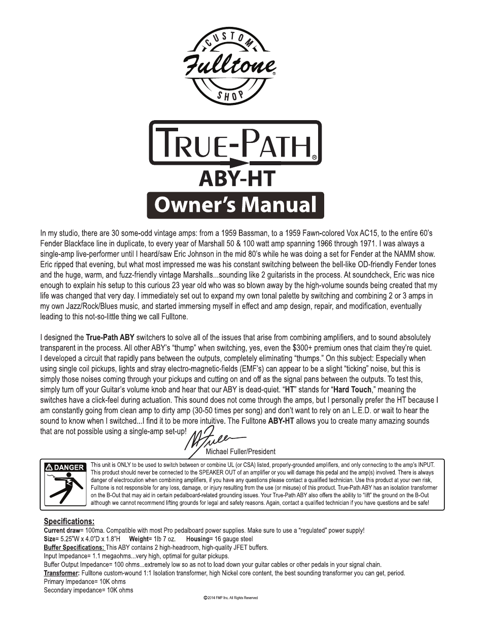 Fulltone True-Path ABY-HT User Manual | 2 pages