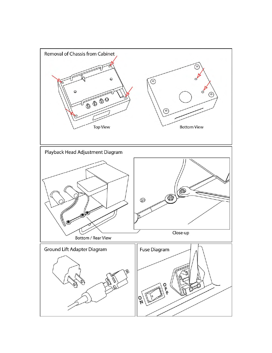 Service diagrams | Fulltone Tube Tape Echo User Manual | Page 10 / 17