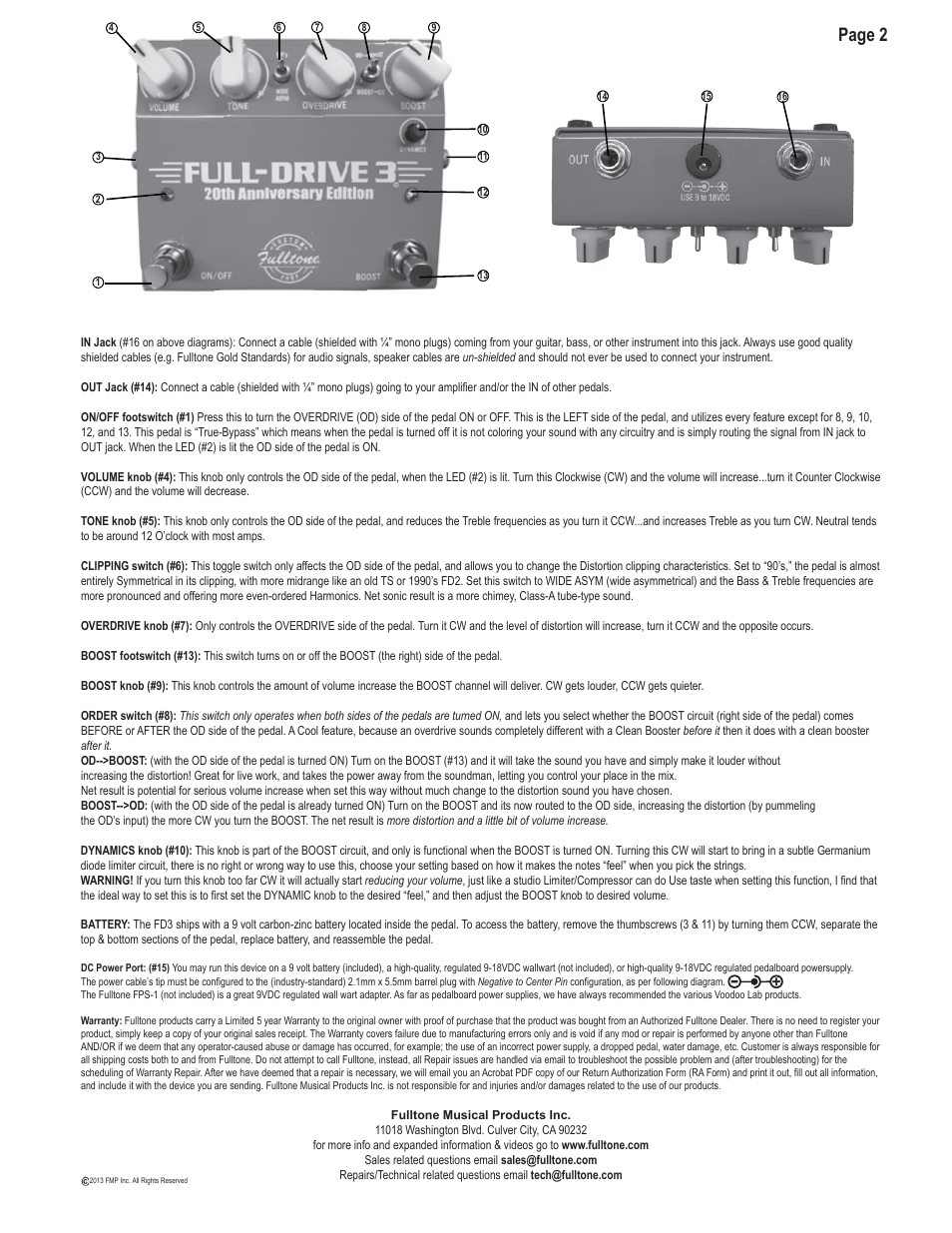 Page 2 | Fulltone CS FD3 User Manual | Page 2 / 2