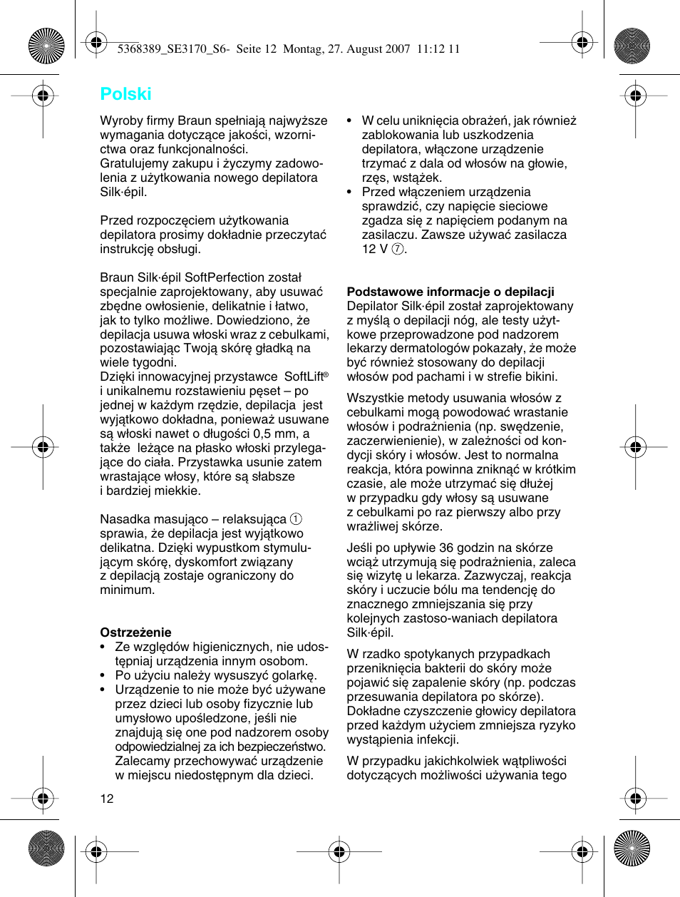 Polski | Braun 3270 User Manual | Page 11 / 63
