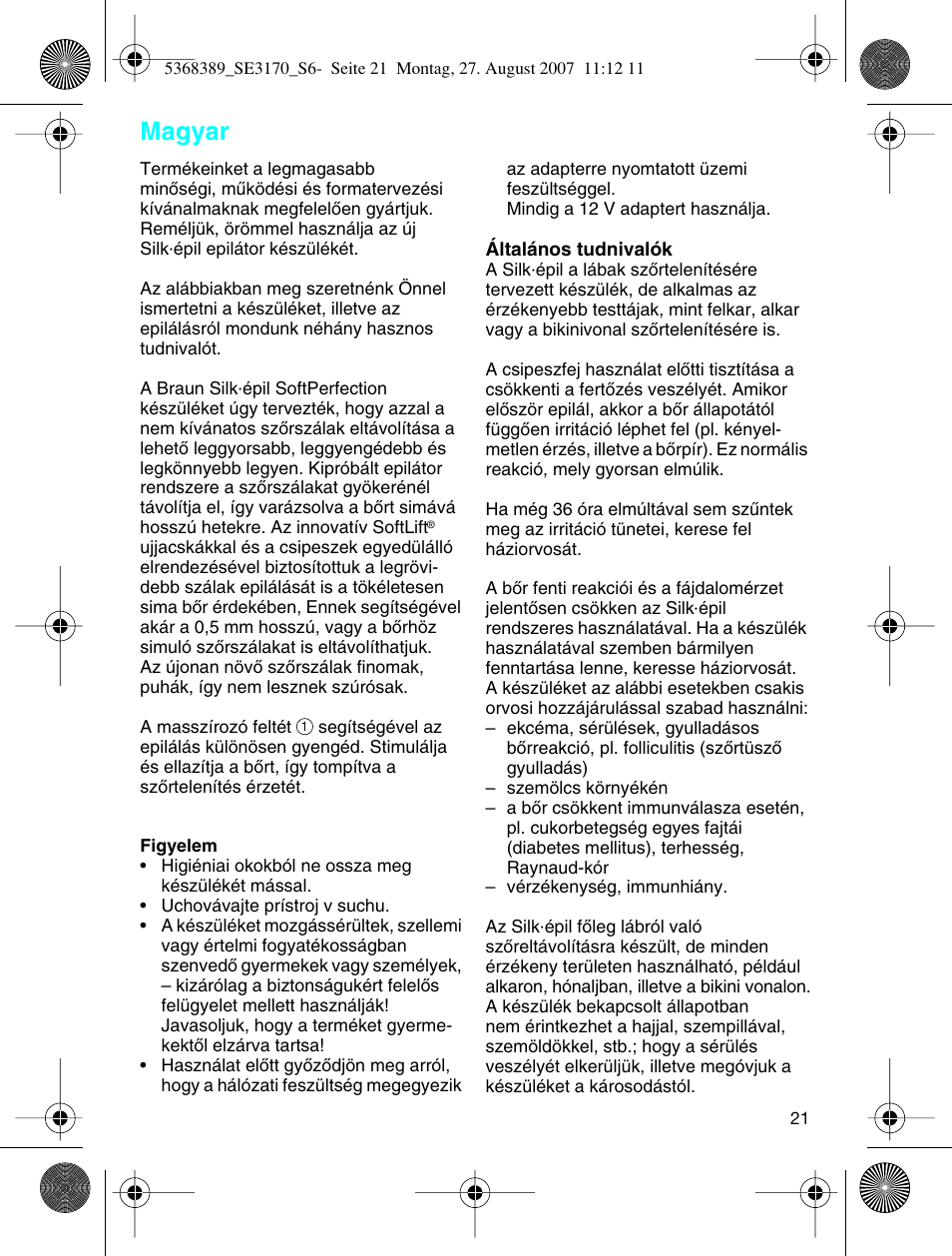 Magyar | Braun 3270 User Manual | Page 20 / 63