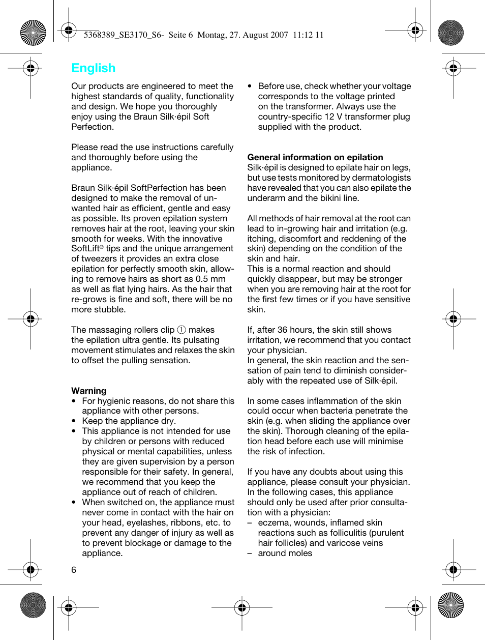 English | Braun 3270 User Manual | Page 5 / 63