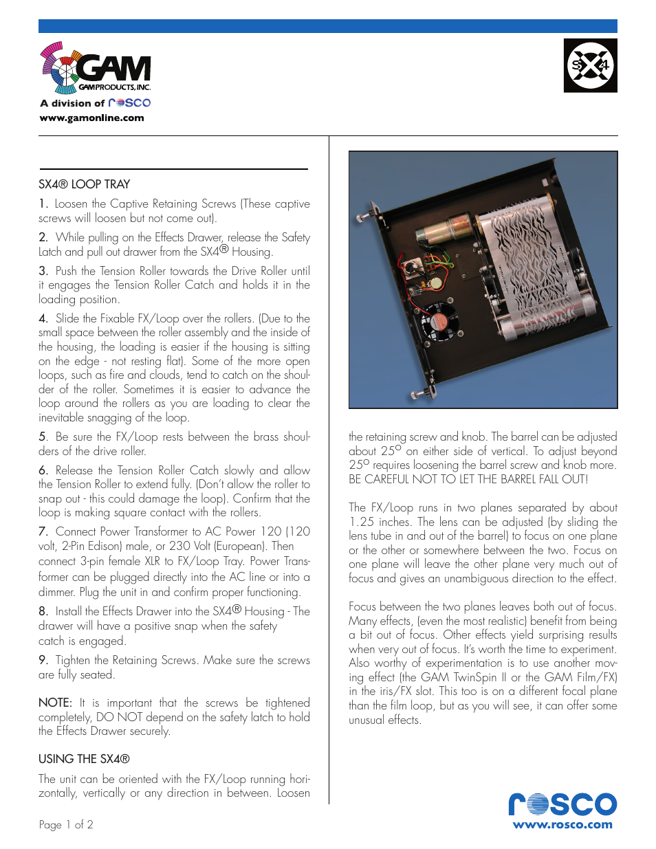 GAM SX4 LOOP TRAY TS6100 User Manual | 2 pages