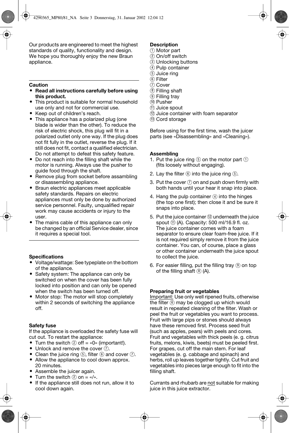 Braun MP 80 User Manual | Page 4 / 14