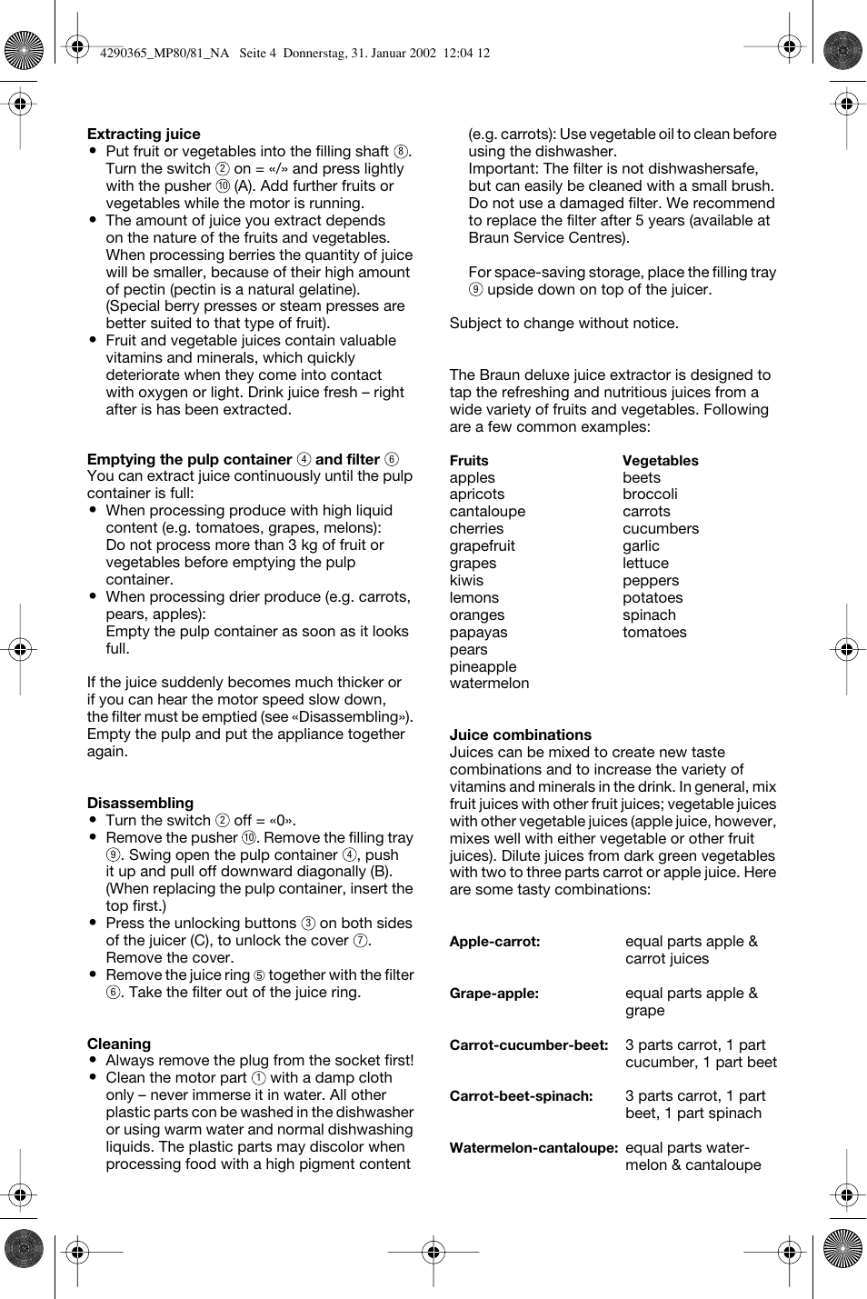 Braun MP 80 User Manual | Page 5 / 14