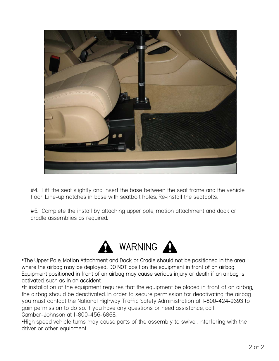 Warning | Gamber-Johnson 7160-0417 User Manual | Page 2 / 2