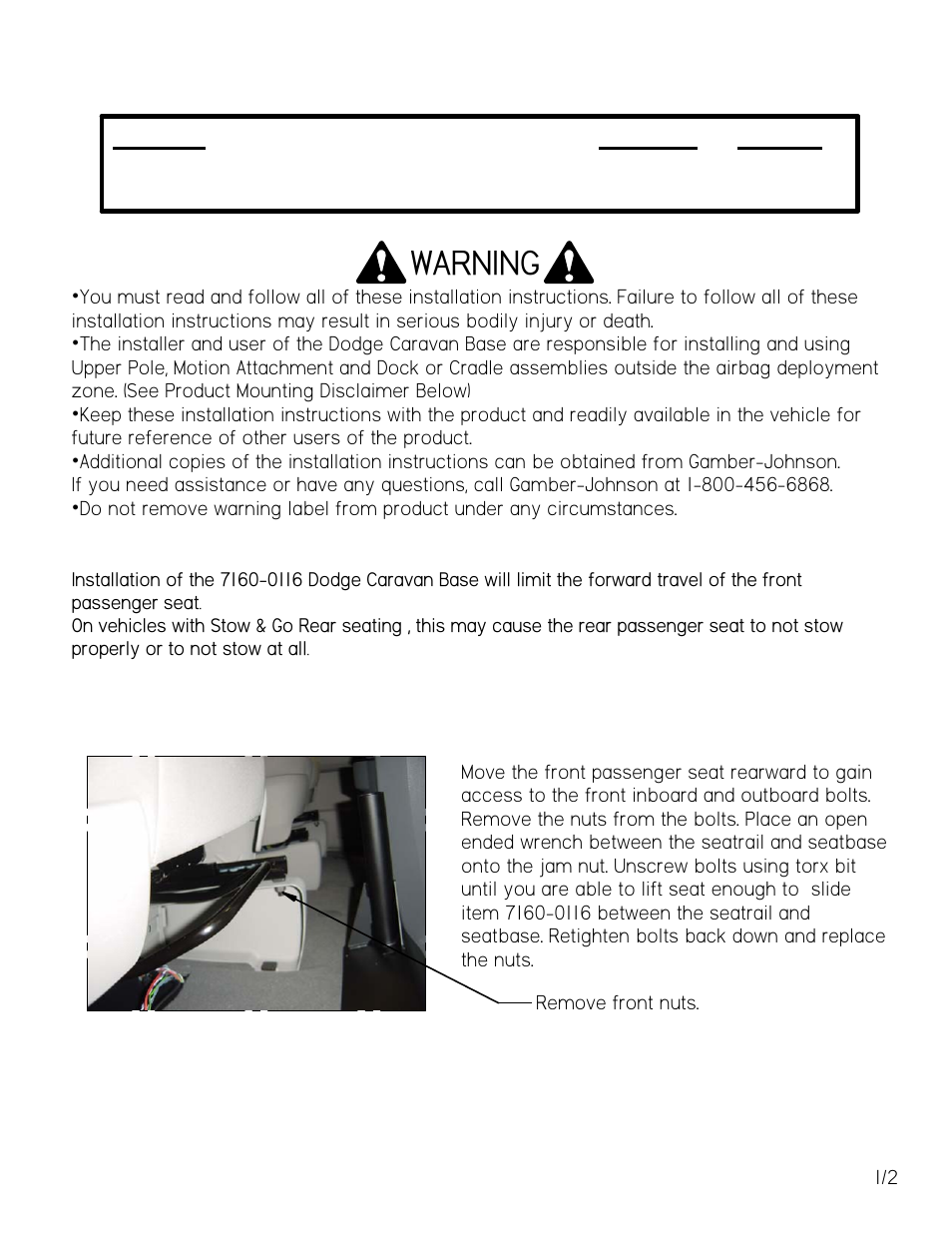 Gamber-Johnson 7160-0116 User Manual | 2 pages