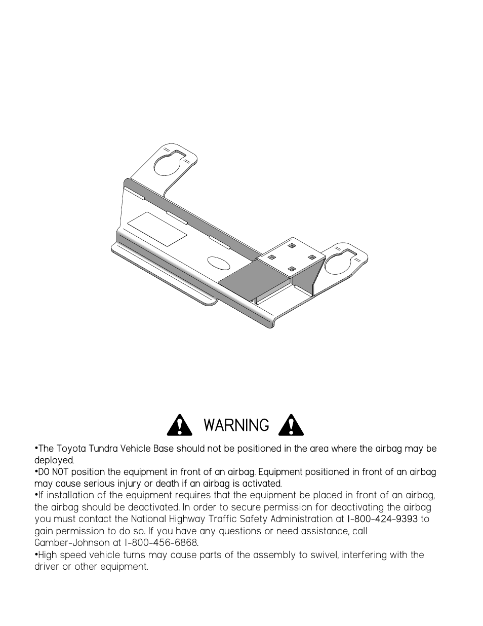 Warning | Gamber-Johnson 7160-0062 User Manual | Page 2 / 2