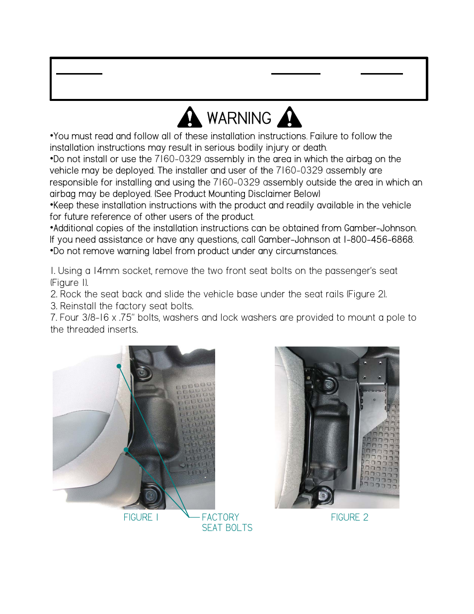 Gamber-Johnson 7160-0342 User Manual | 2 pages