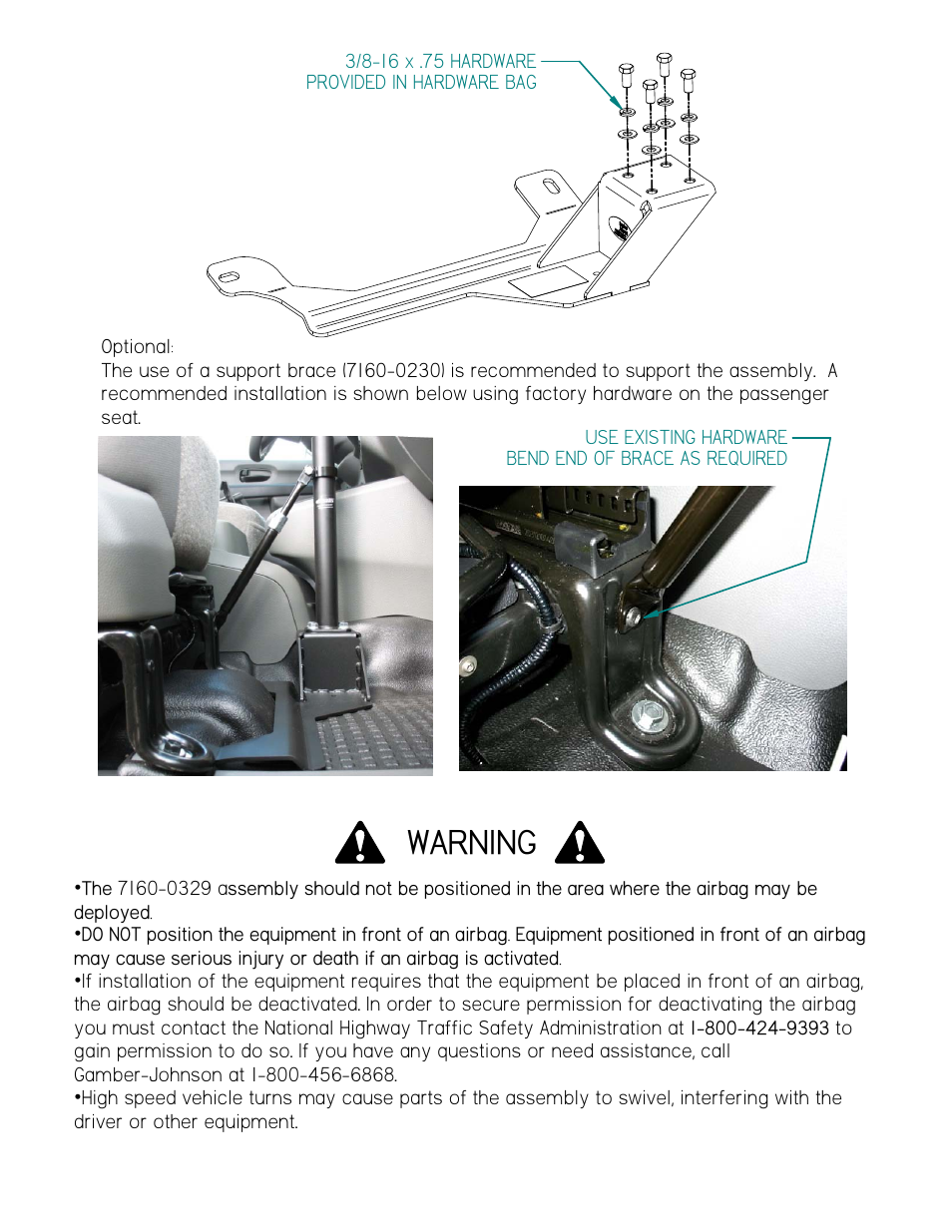 Warning | Gamber-Johnson 7160-0342 User Manual | Page 2 / 2