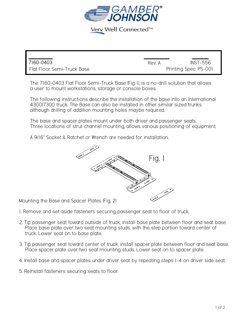 Gamber-Johnson 7160-0403 User Manual | 2 pages