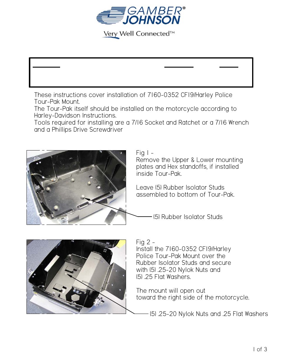 Gamber-Johnson 7160-0352 User Manual | 3 pages