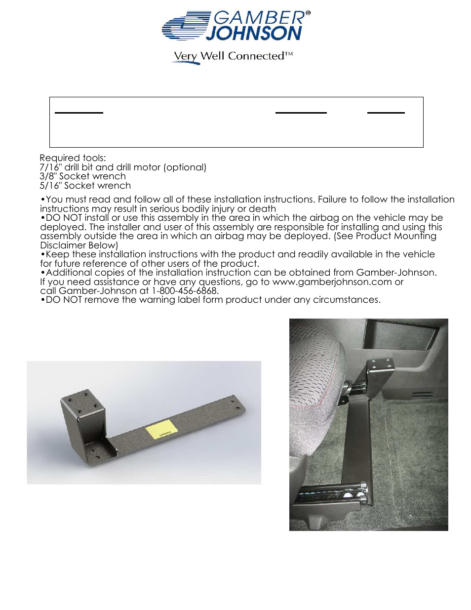 Gamber-Johnson 7160-0572 User Manual | 2 pages