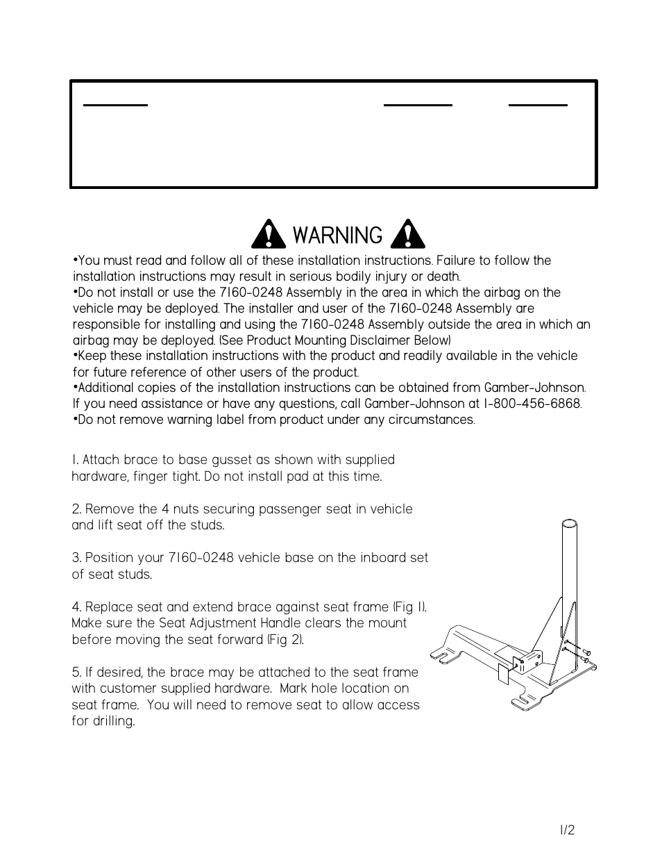 Gamber-Johnson 7160-0248 User Manual | 2 pages