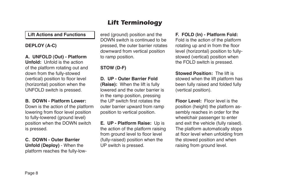 Lift terminology | Braun NL955 User Manual | Page 10 / 55