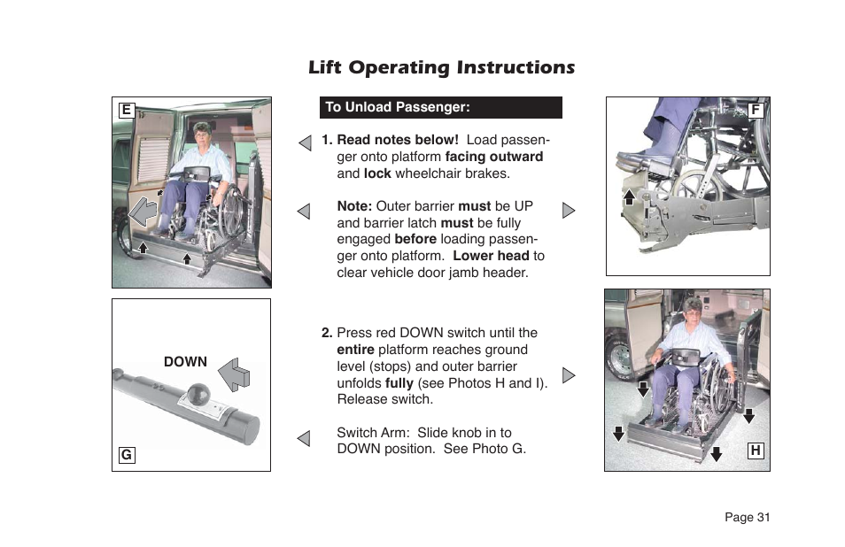 Lift operating instructions | Braun NL955 User Manual | Page 33 / 55