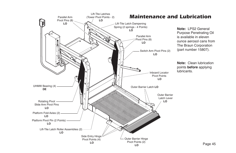 Maintenance and lubrication | Braun NL955 User Manual | Page 47 / 55