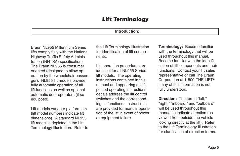 Lift terminology | Braun NL955 User Manual | Page 7 / 55