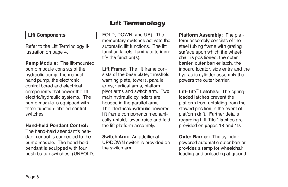 Lift terminology | Braun NL955 User Manual | Page 8 / 55