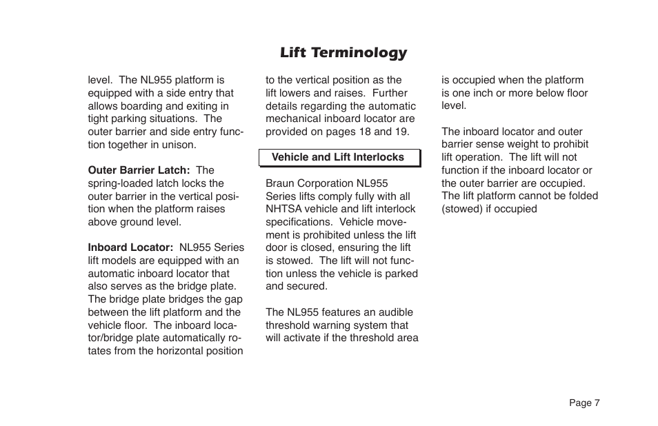 Lift terminology | Braun NL955 User Manual | Page 9 / 55