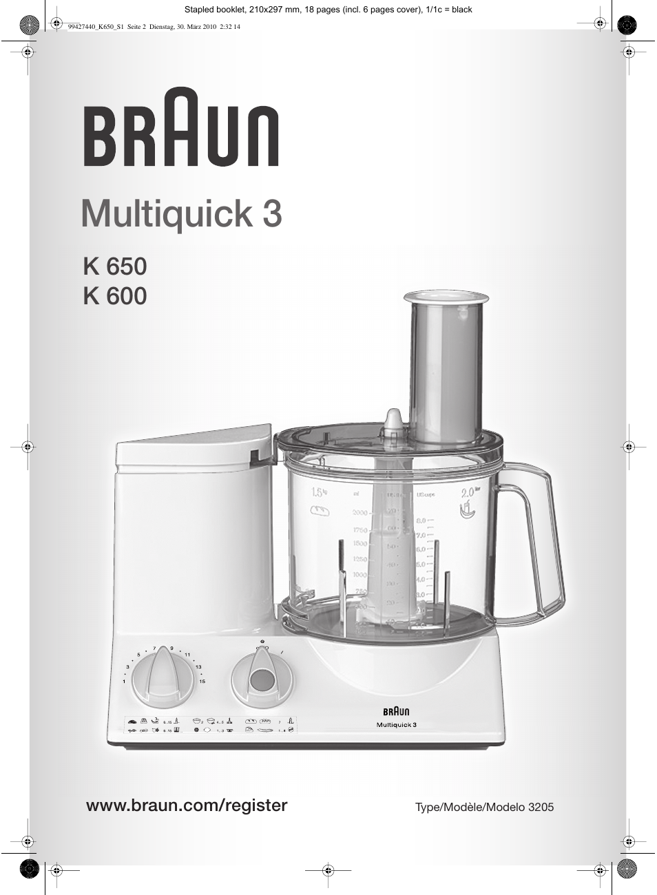 Braun MULTIQUICK 3 K 600 User Manual | 18 pages