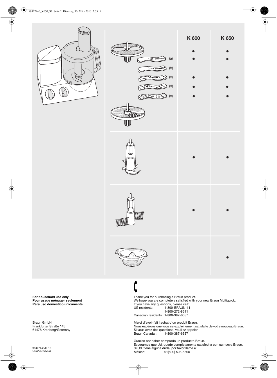 Braun MULTIQUICK 3 K 600 User Manual | Page 2 / 18