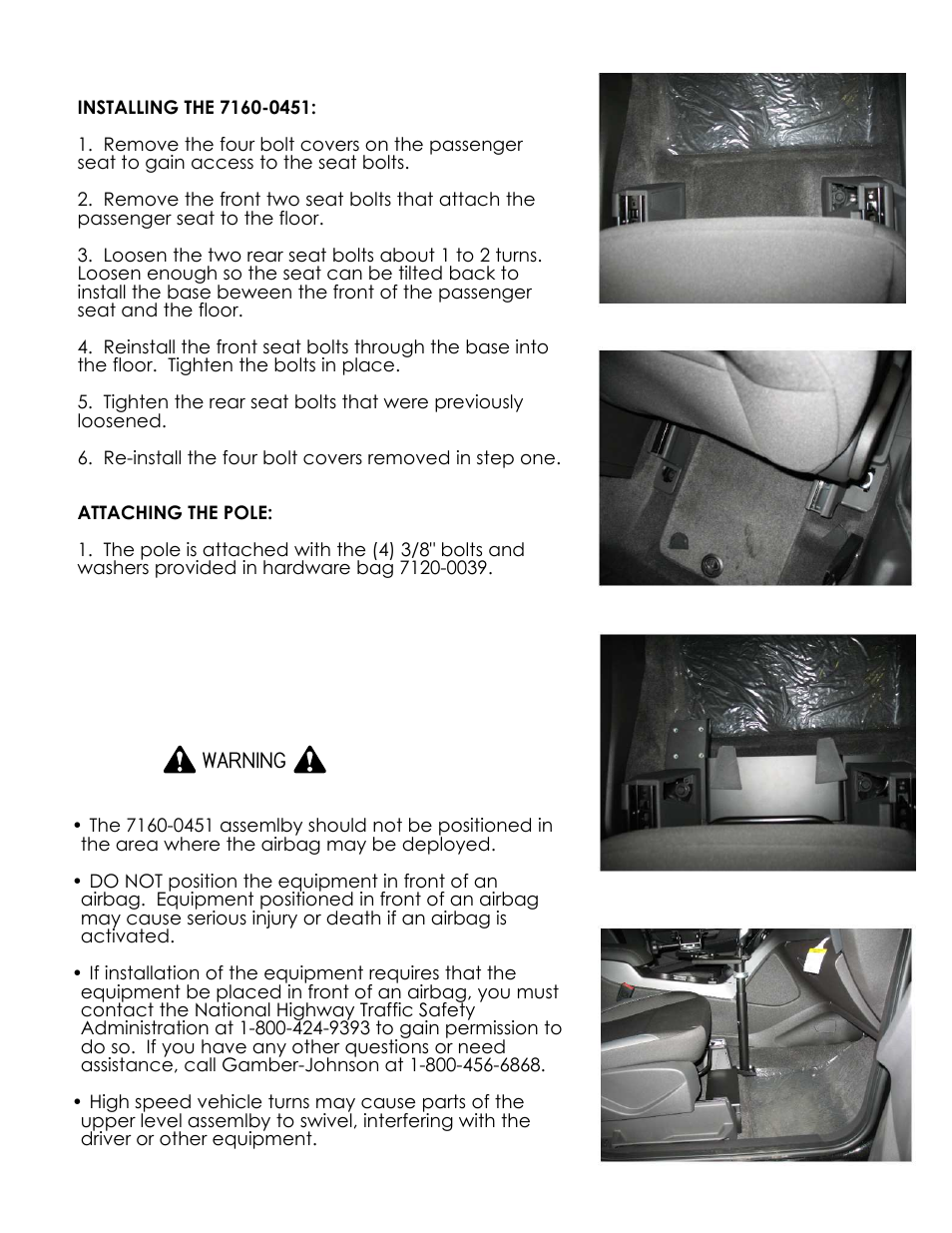 Warning | Gamber-Johnson 7160-0451 User Manual | Page 2 / 2