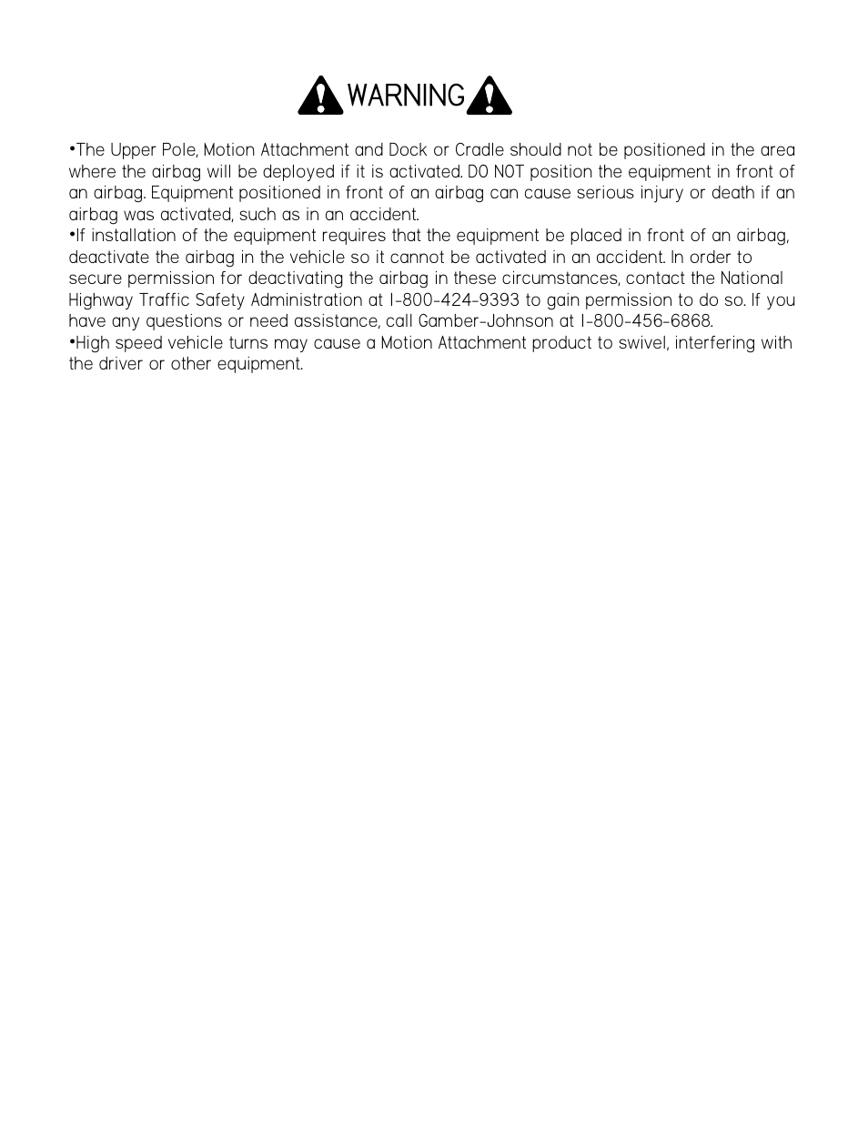 Warning | Gamber-Johnson 7160-0222 User Manual | Page 4 / 4