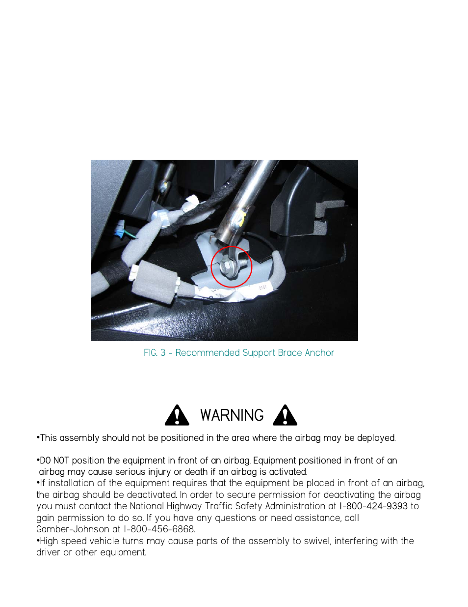 Warning | Gamber-Johnson 7160-0381 User Manual | Page 3 / 3