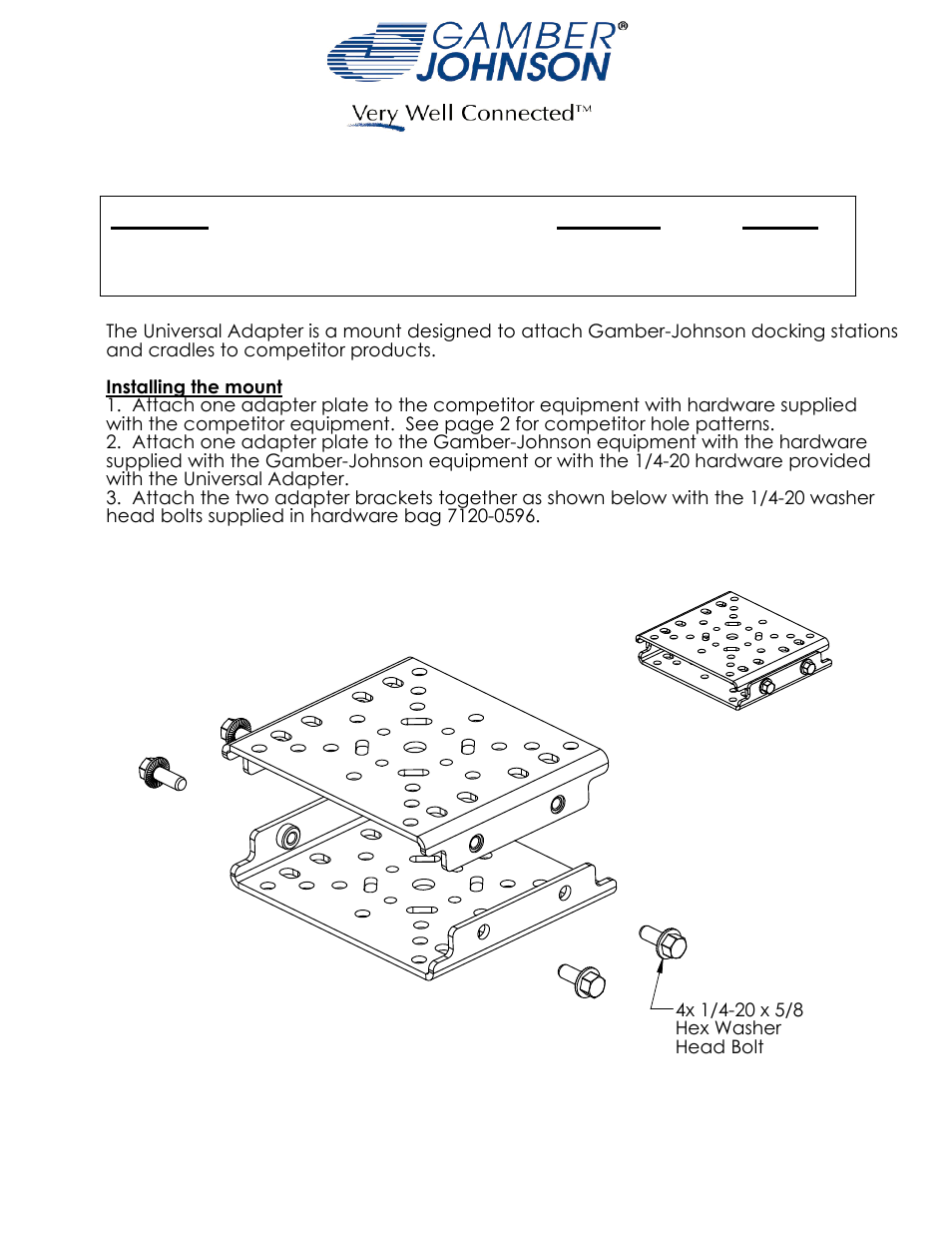 Gamber-Johnson 7160-0454 User Manual | 2 pages