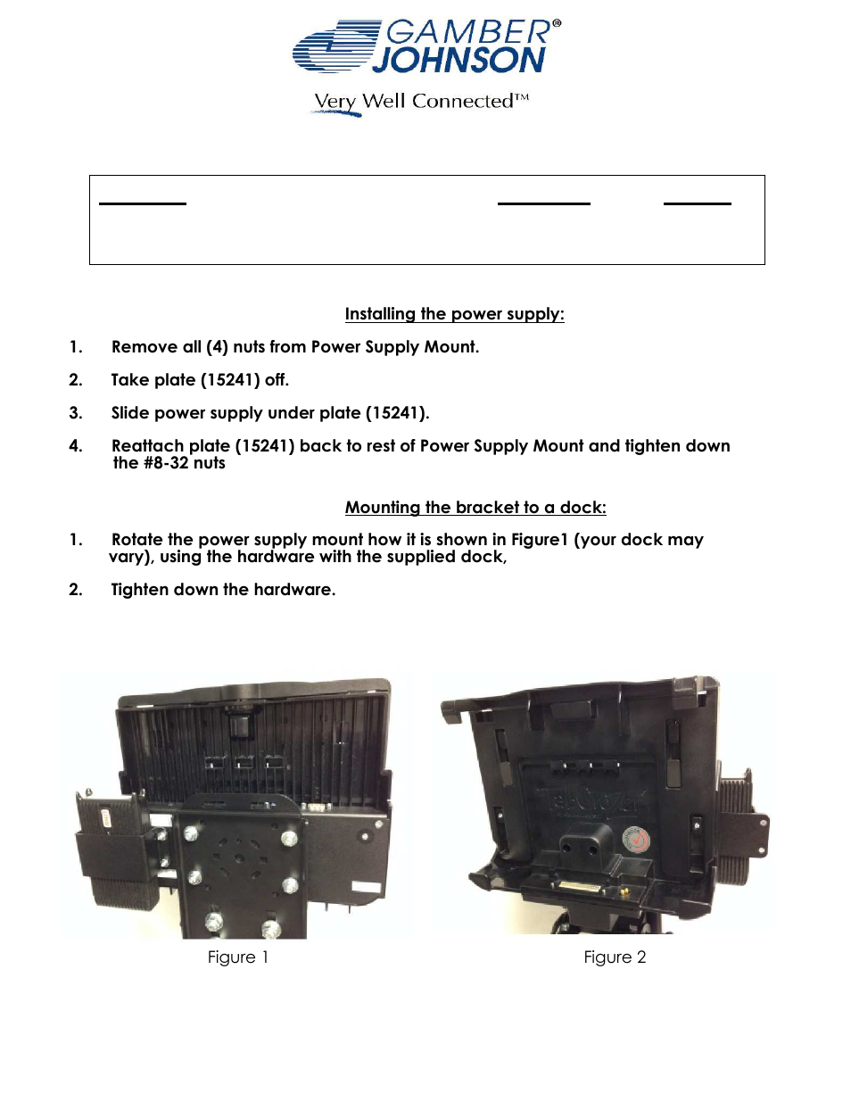 Gamber-Johnson 7160-0539 User Manual | 1 page