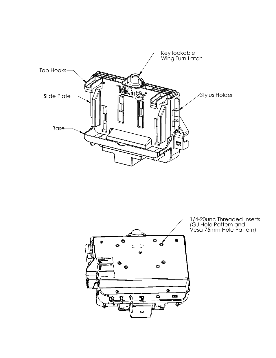 Fz-m1 cradle feature identificaton | Gamber-Johnson 7160-0543-xx User Manual | Page 2 / 3