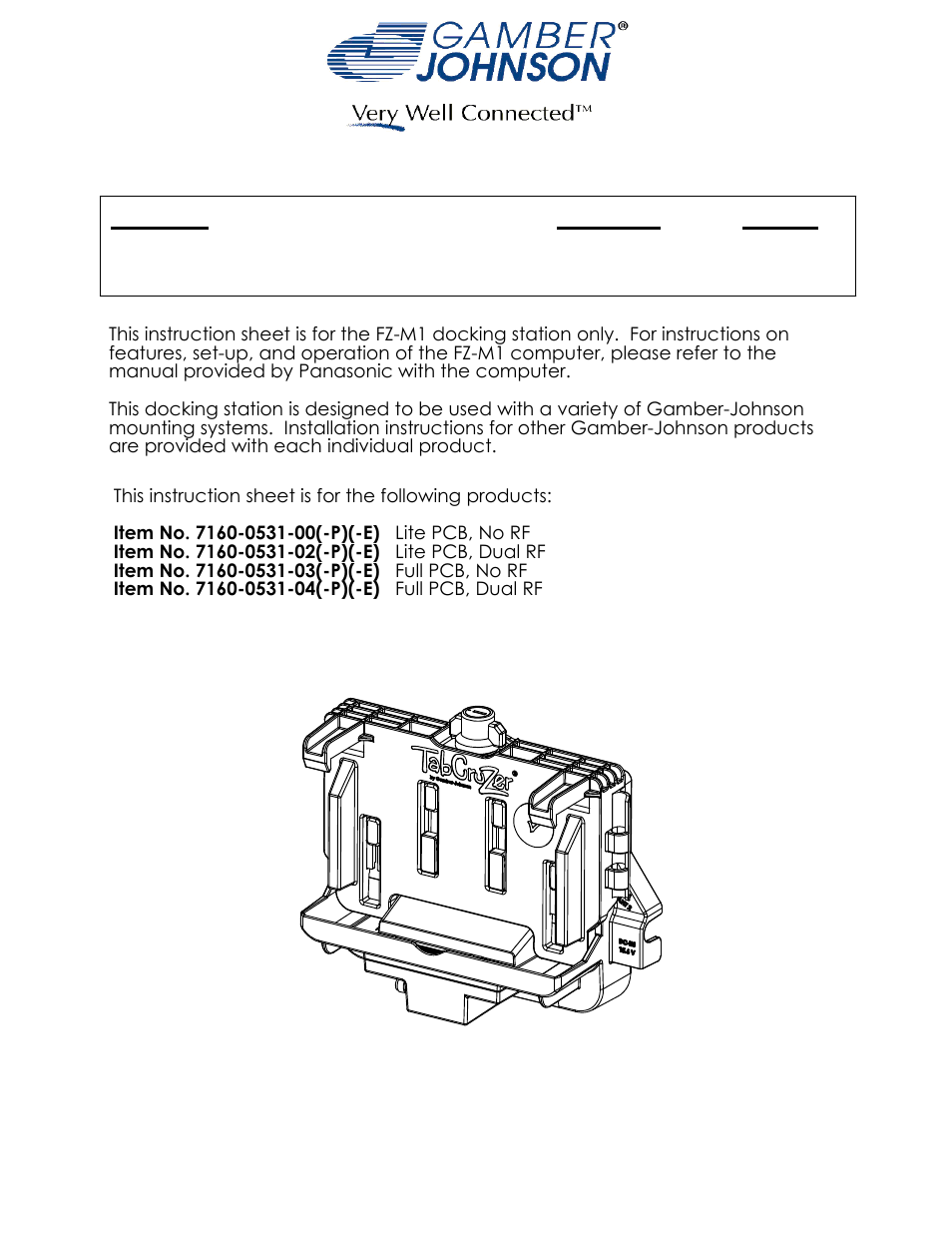 Gamber-Johnson 7160-0531-xx User Manual | 4 pages