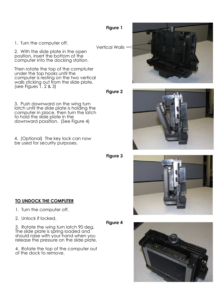 Docking and undocking the computer | Gamber-Johnson 7160-0531-xx User Manual | Page 4 / 4
