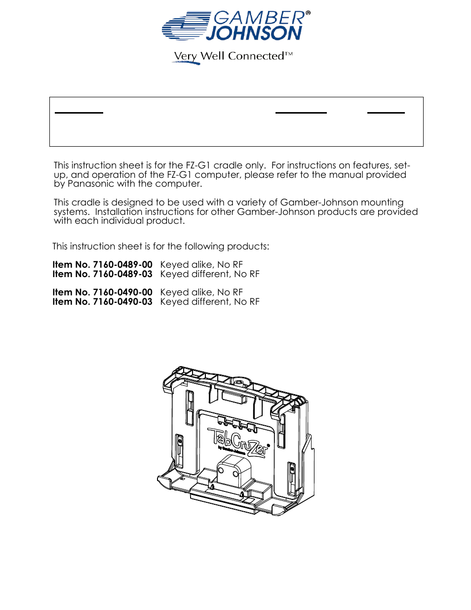 Gamber-Johnson 7160-0490 User Manual | 3 pages