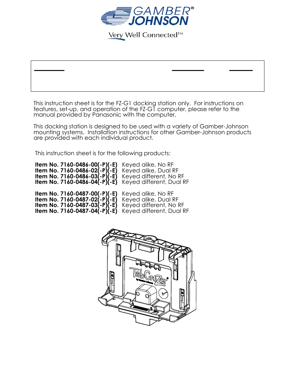 Gamber-Johnson 7160-0486 User Manual | 5 pages