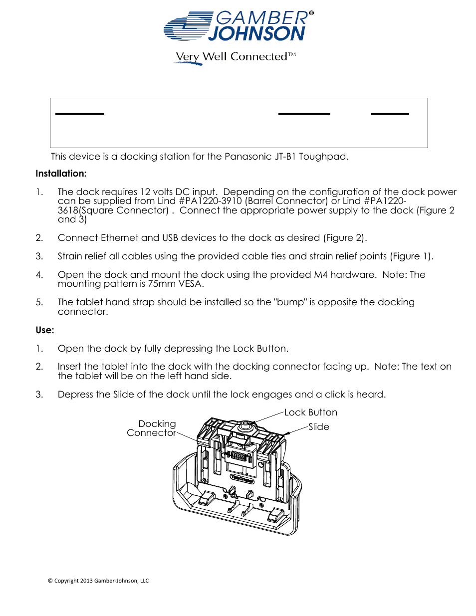 Gamber-Johnson 7160-0472-00, 00-P, 00-E, -03, 03-P, 03-E, -04 and -05 User Manual | 3 pages