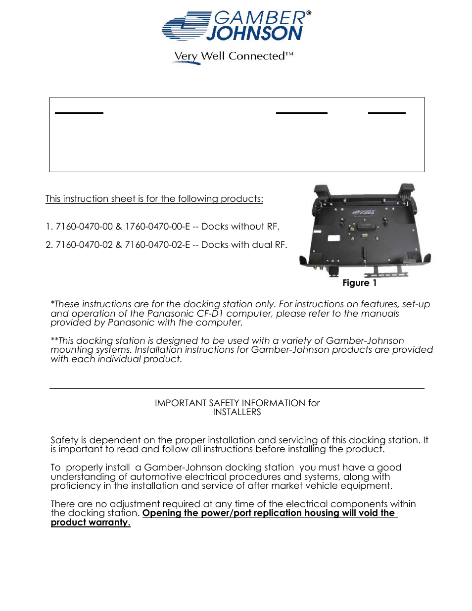 Gamber-Johnson 7160-0470-xx User Manual | 6 pages