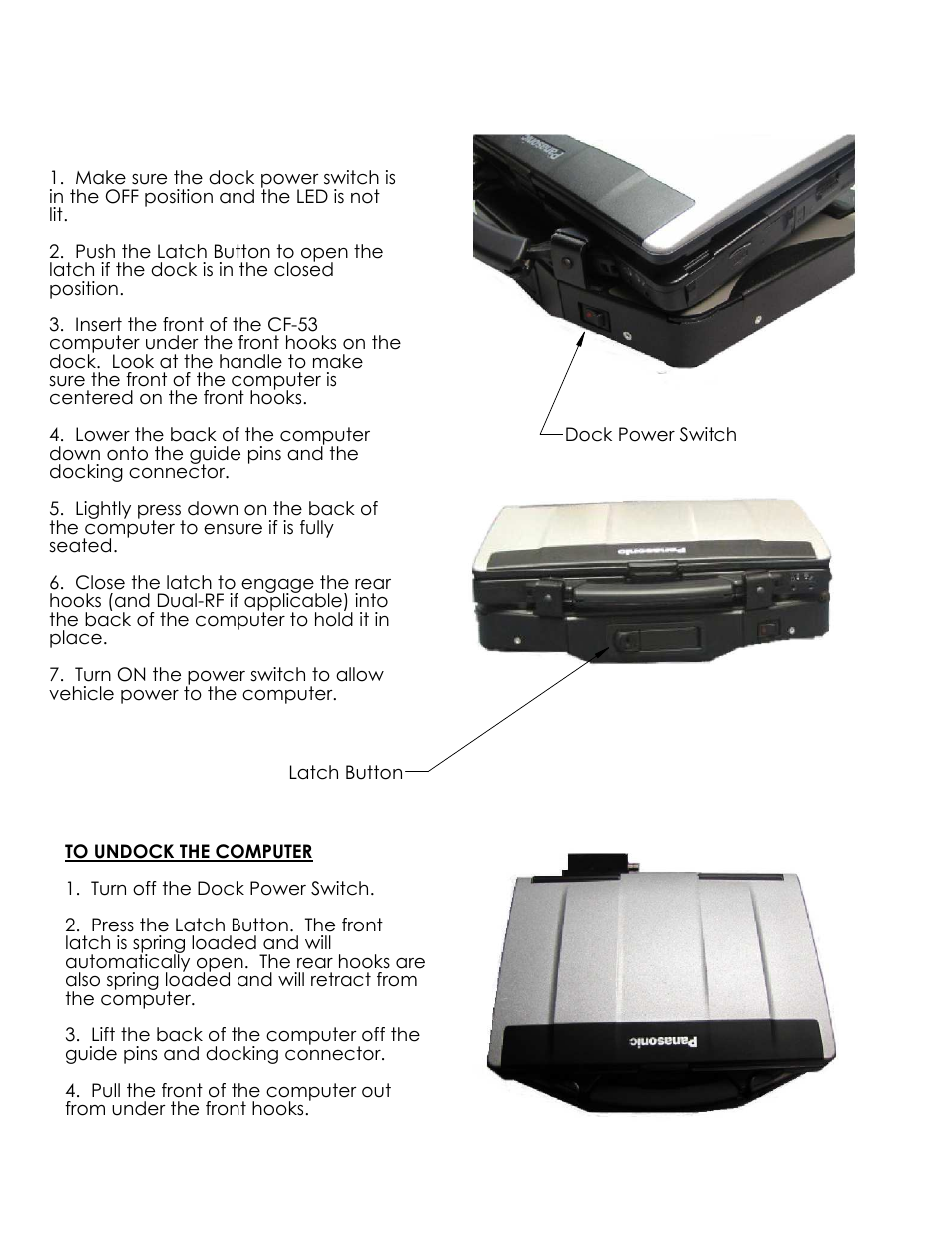 Docking the computer | Gamber-Johnson 7160-0393-xx User Manual | Page 6 / 6