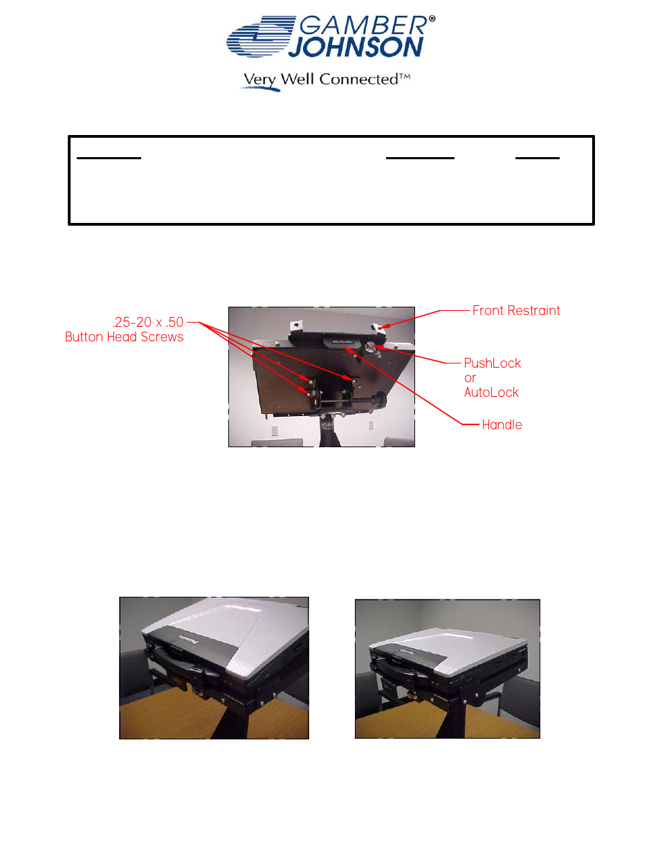 Gamber-Johnson 7160-0415 User Manual | 2 pages