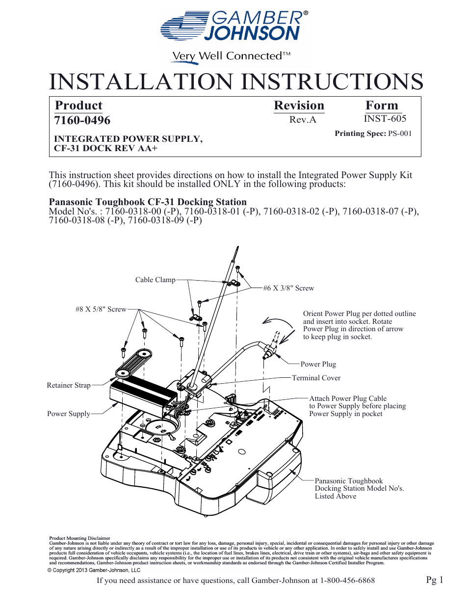 Gamber-Johnson 7160-0496 User Manual | 4 pages
