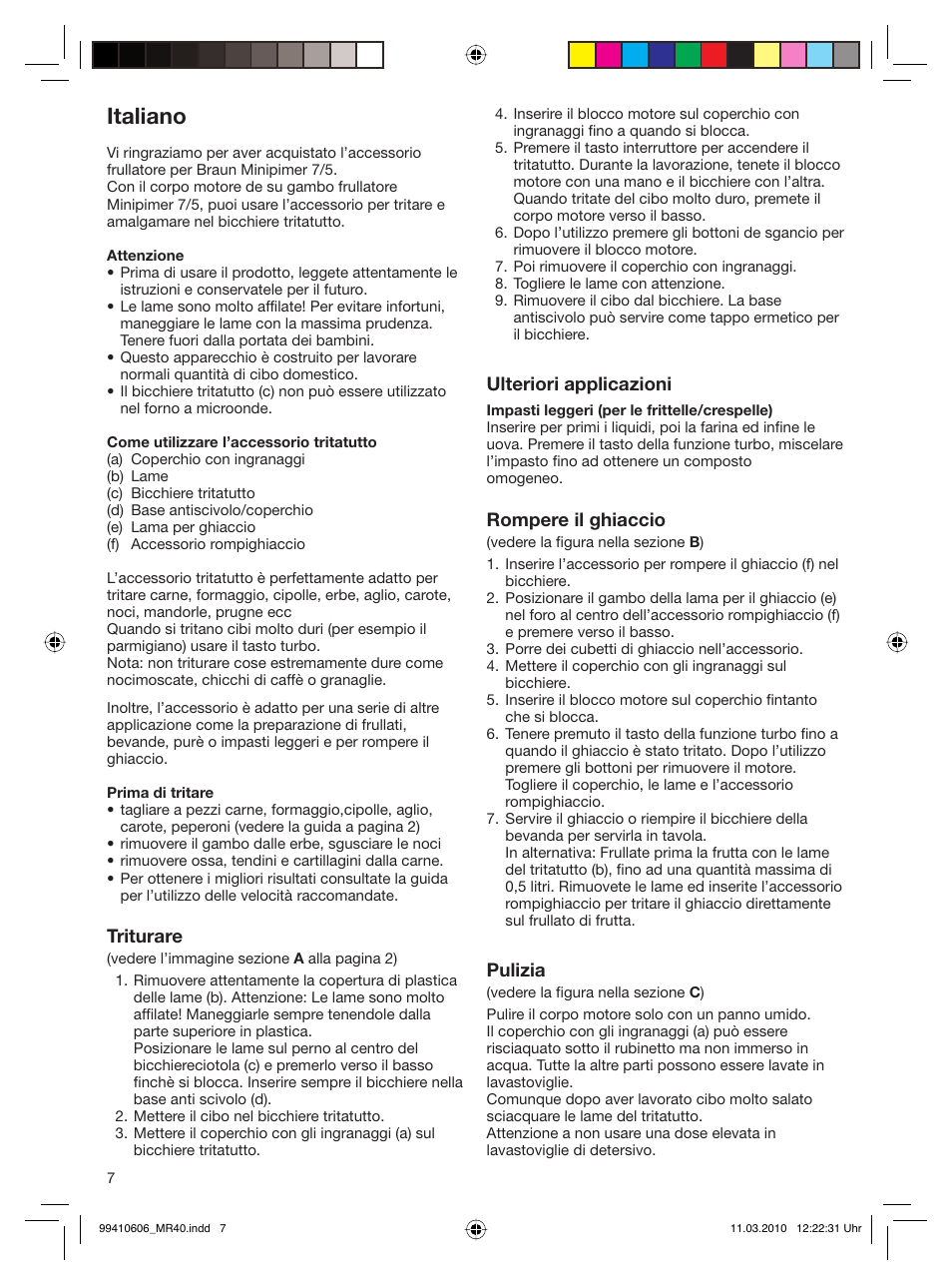Italiano | Braun 4191 User Manual | Page 7 / 8
