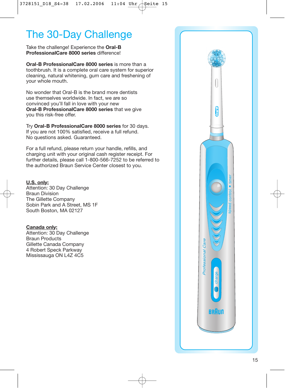 The 30-day challenge | Braun 8000 series User Manual | Page 15 / 34