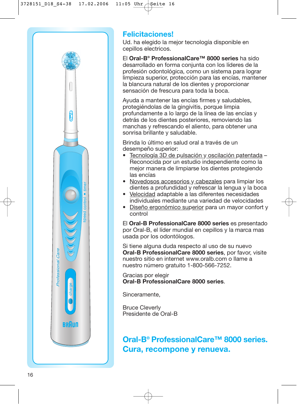 Oral-b, Felicitaciones | Braun 8000 series User Manual | Page 16 / 34