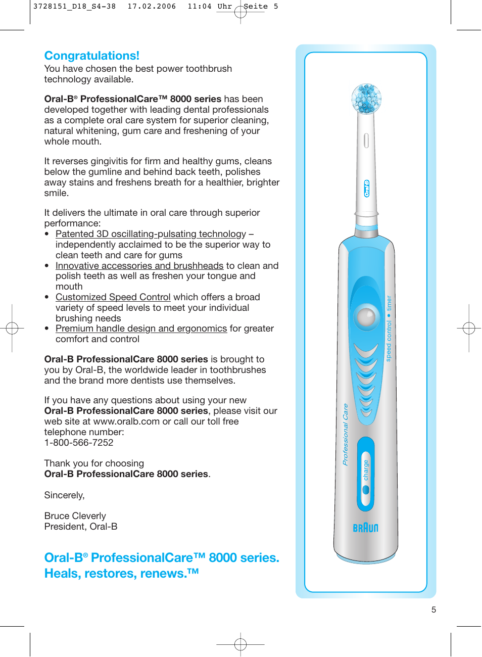 Oral-b | Braun 8000 series User Manual | Page 5 / 34