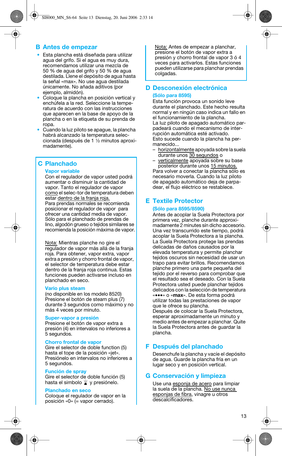 Braun SI 8595 User Manual | Page 13 / 61