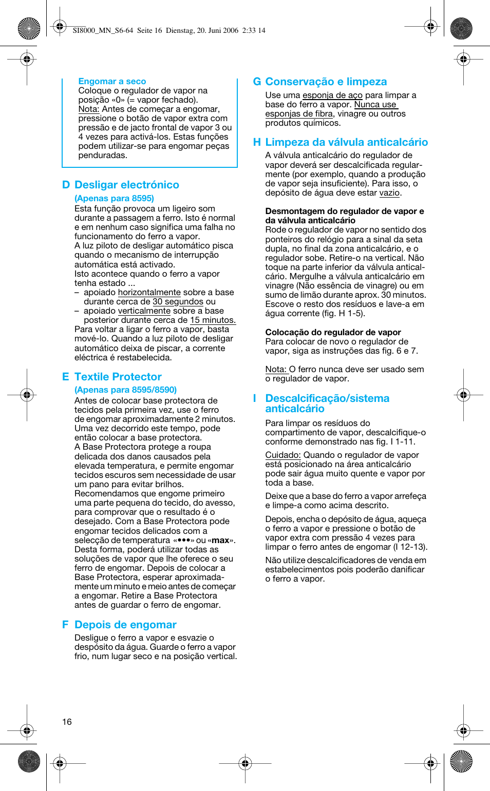 Braun SI 8595 User Manual | Page 16 / 61