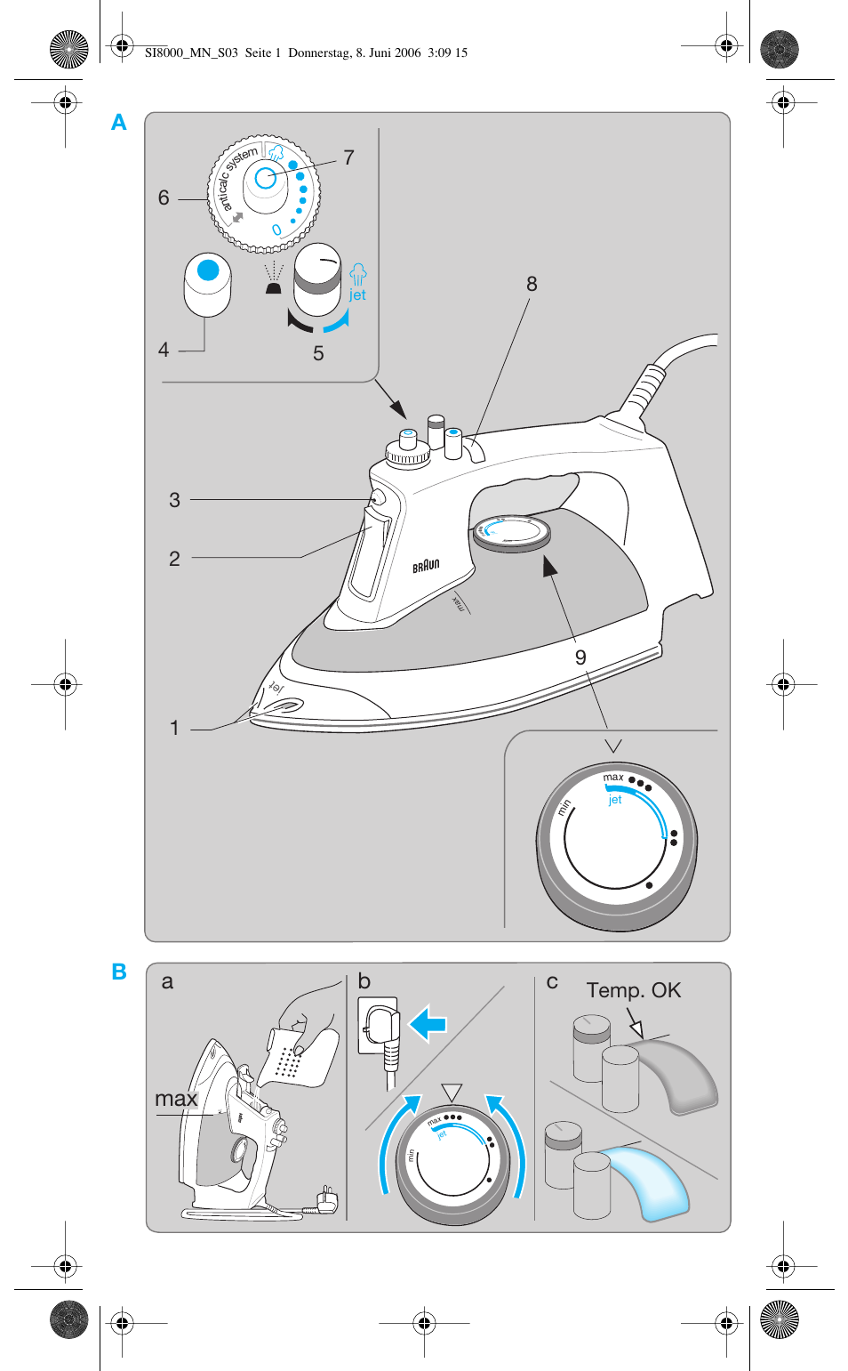 Ba b c a, 9temp. ok | Braun SI 8595 User Manual | Page 3 / 61