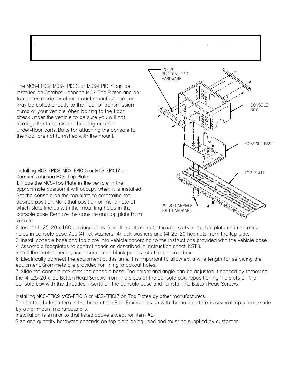 Gamber-Johnson MCS-EPIC9/13/17-BOX User Manual | 3 pages