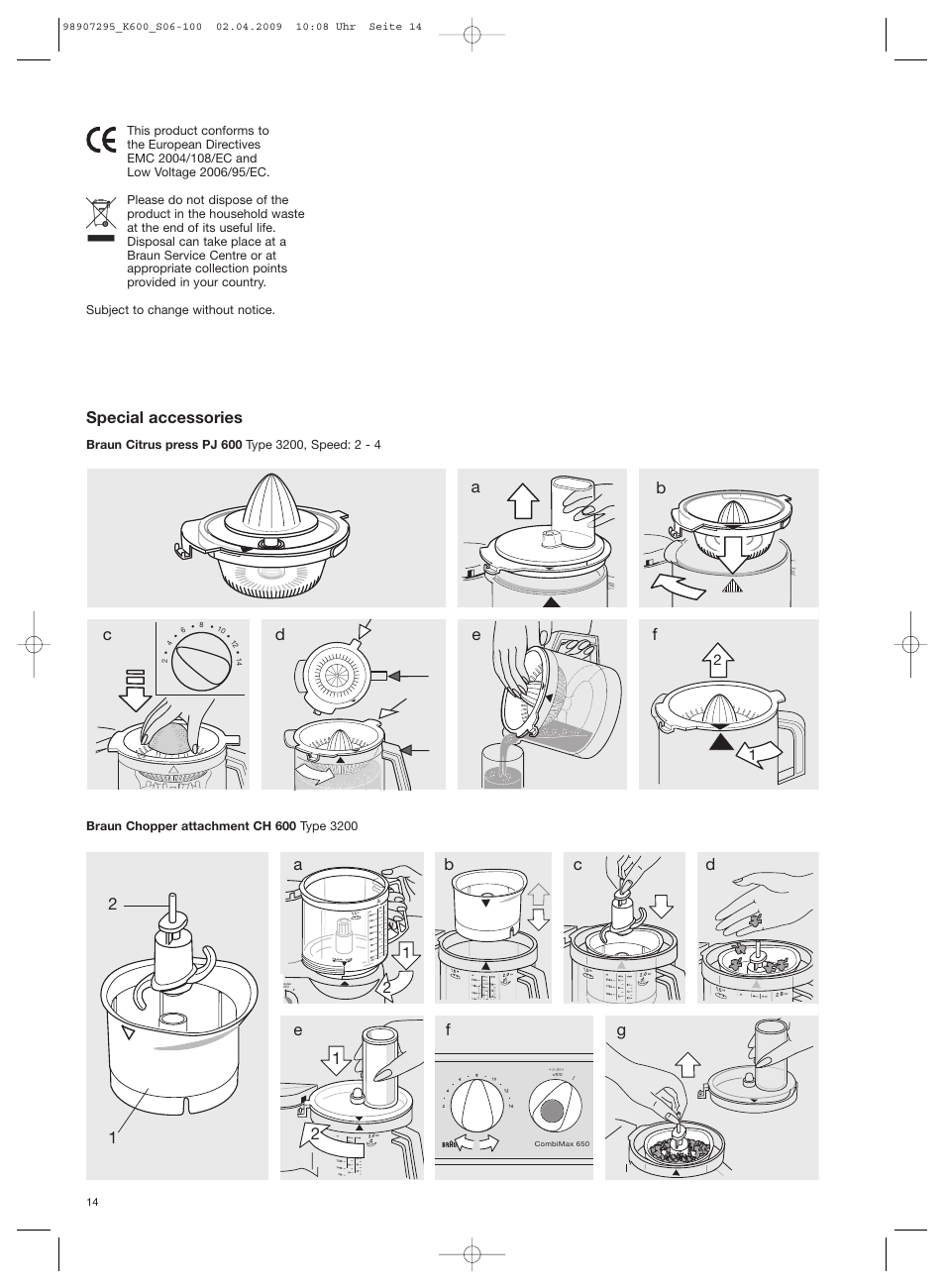 Special accessories | Braun CombiMax 650 User Manual | Page 13 / 95